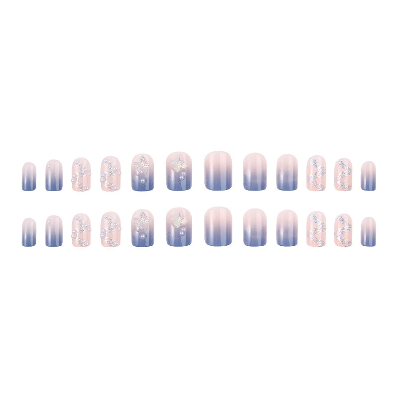 Acrylic nail set with sparkling glitter elements and appealing ombre design Bowlift