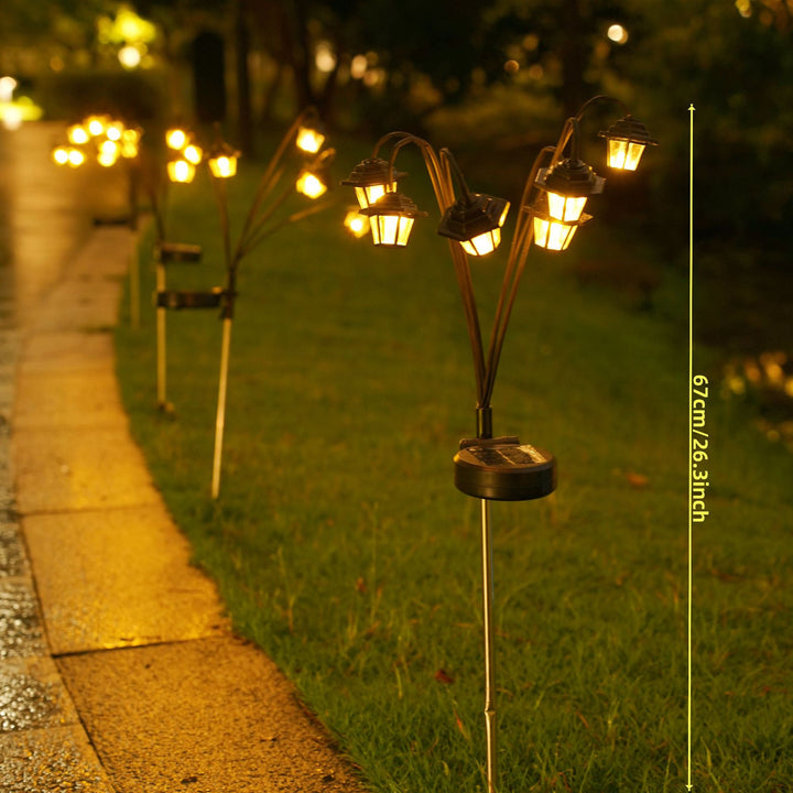 Decorative Solar Lantern Stake Lights Cluster For Garden Pathway Bowlift