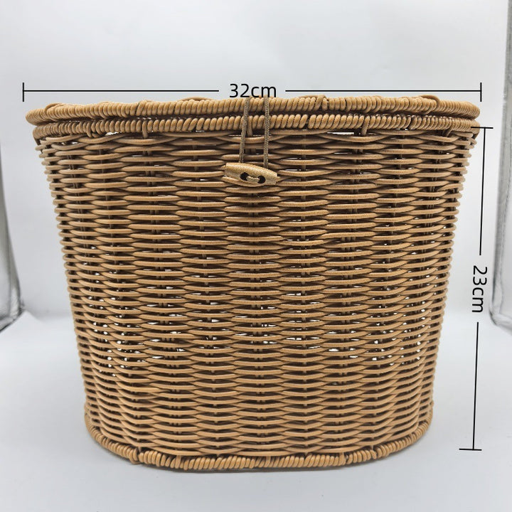 woven rattan front bicycle basket with universal handlebar mount Bowlift