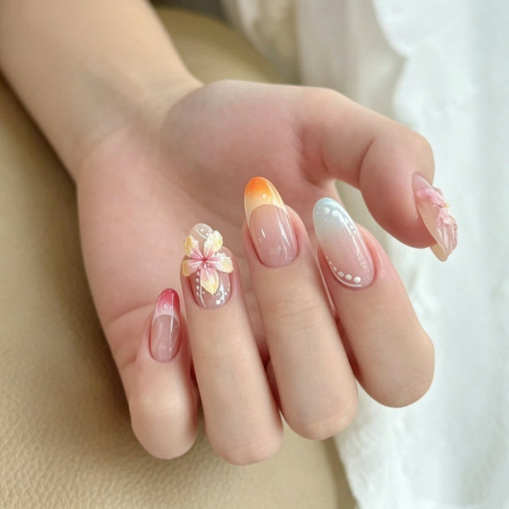 Creative Nail Art with Floral Details Bowlift