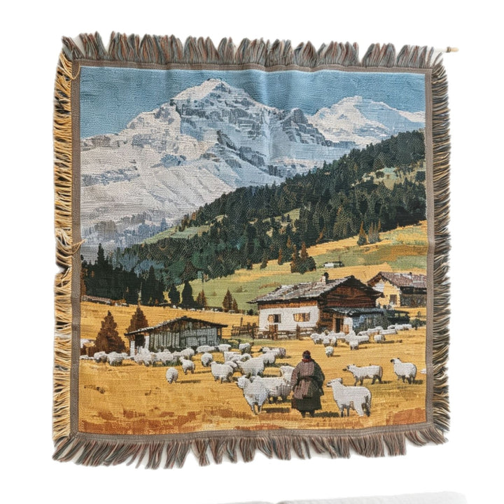 Fringed Landscape Wall Tapestry