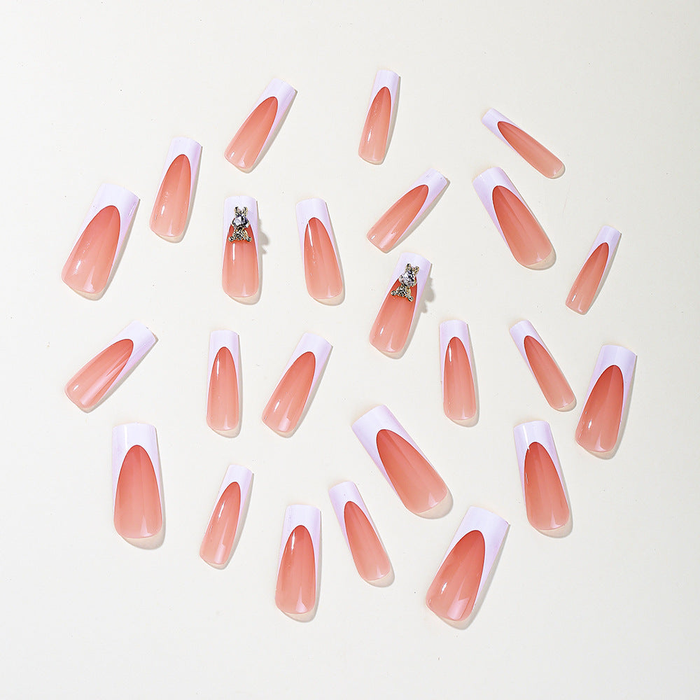 Elegant 3D French Tip Acrylic Nail Art Extensions Bowlift