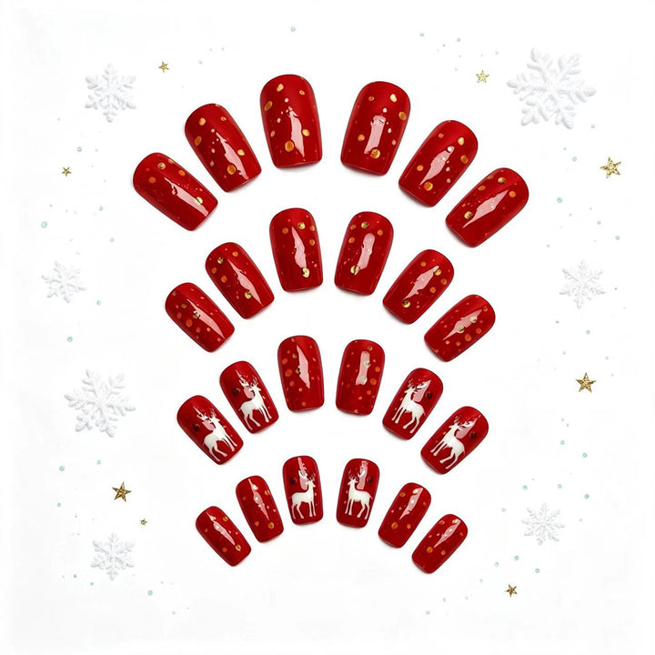 Creative artificial nails with festive reindeer design Bowlift