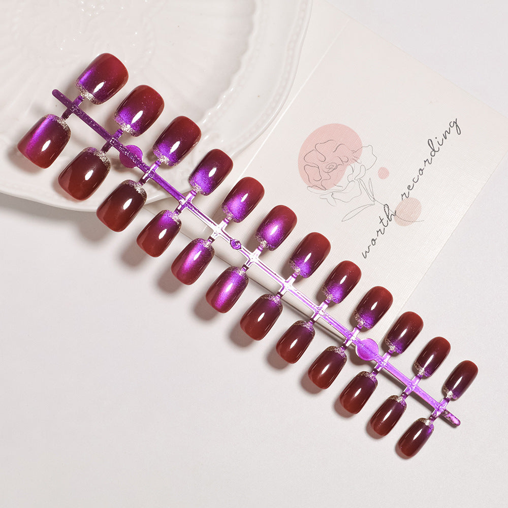 Artistic Press-On Nail Set with Glossy Ombre Finish Bowlift