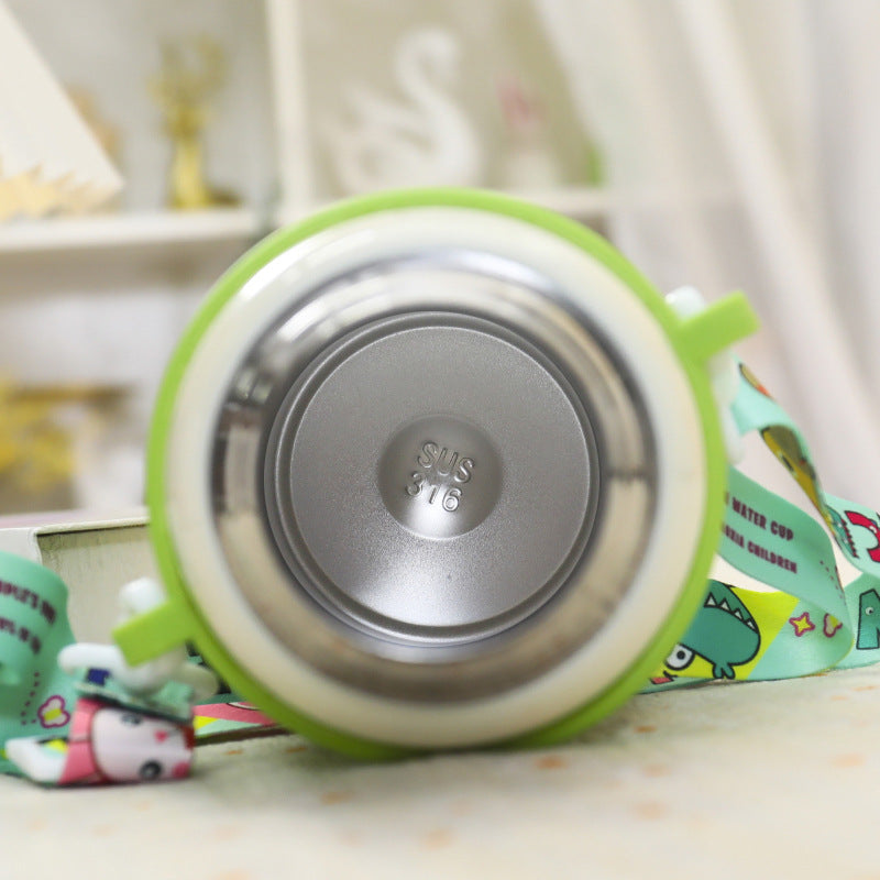 Ladies Insulated Drinking Bottle with Cute Frog Design and Practical Carry Strap Bowlift