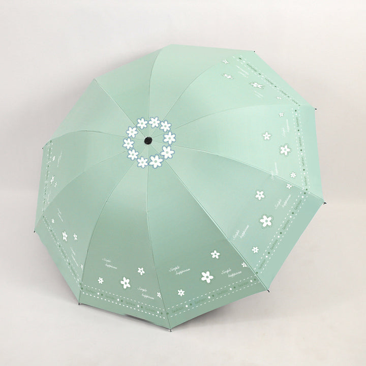 Women's Folding Umbrella with Floral Patterns and UV Protection Bowlift