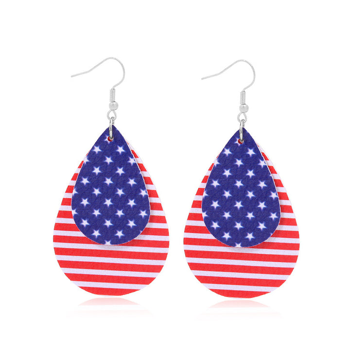 Women's star-shaped enamel earrings with USA flag motif and gold-plated fish Bowlift