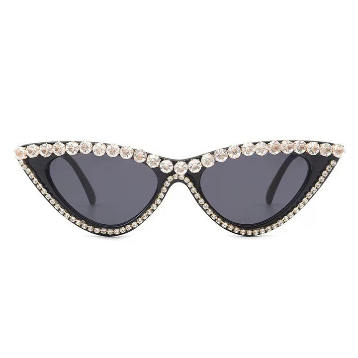 Ladies Glamorous Cat Eye Sunglasses with Rhinestone Accents Bowlift