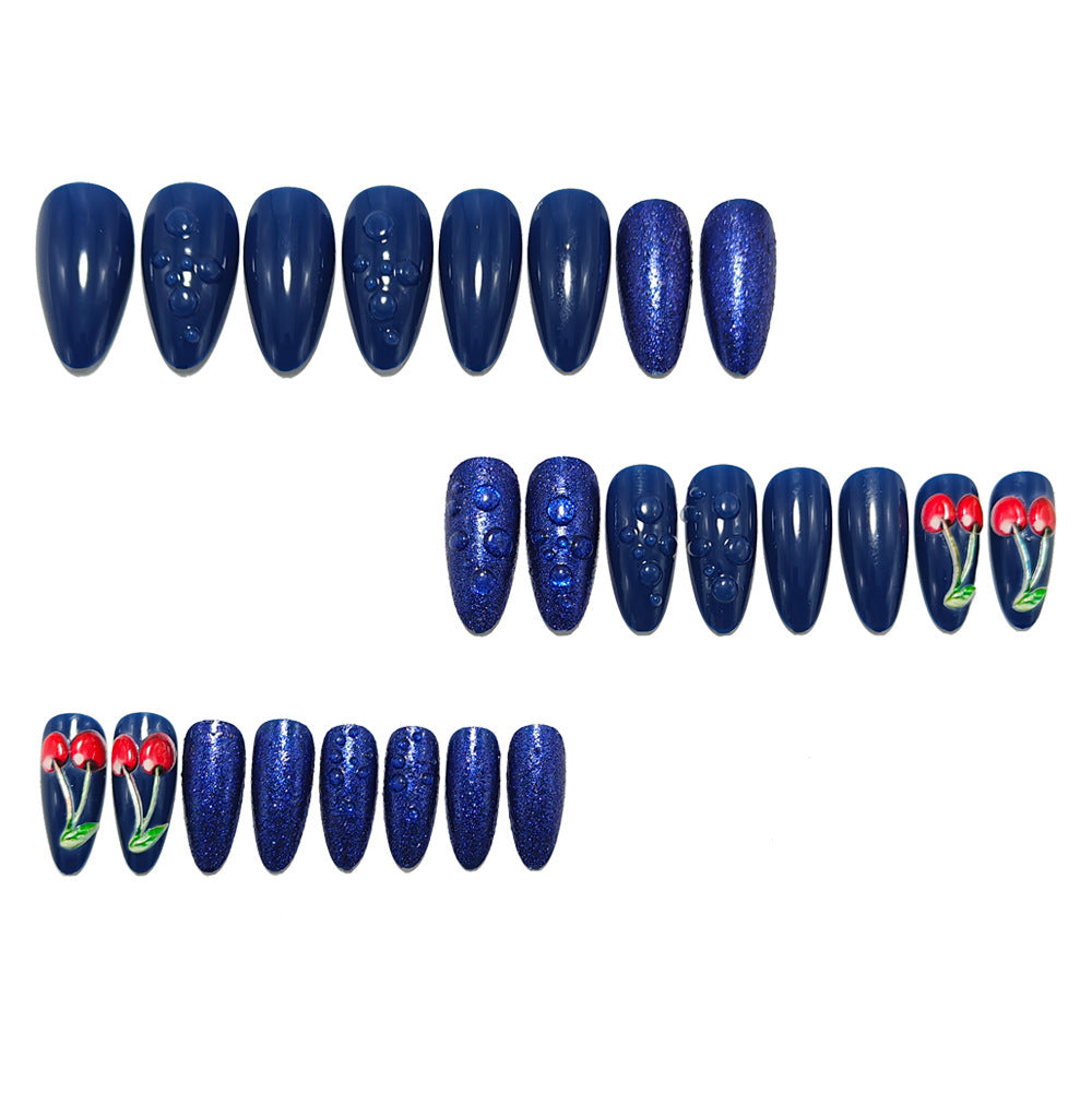 Elegant artificial nails with cherry and water drop design Bowlift