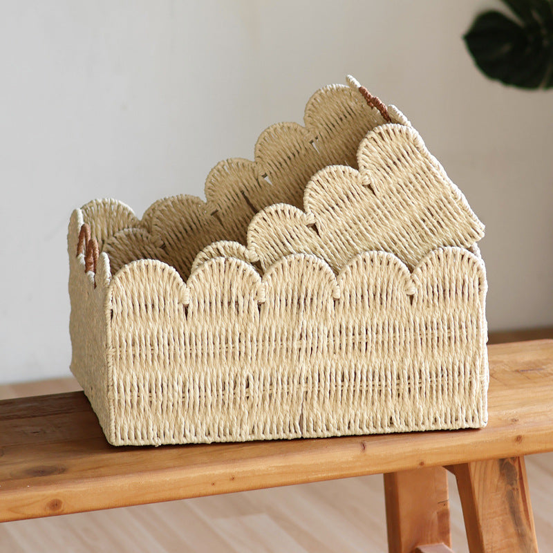 Handcrafted storage basket with wave edge Bowlift