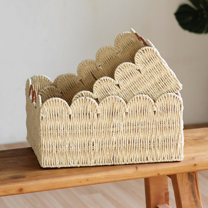 Handcrafted storage basket with wave edge Bowlift