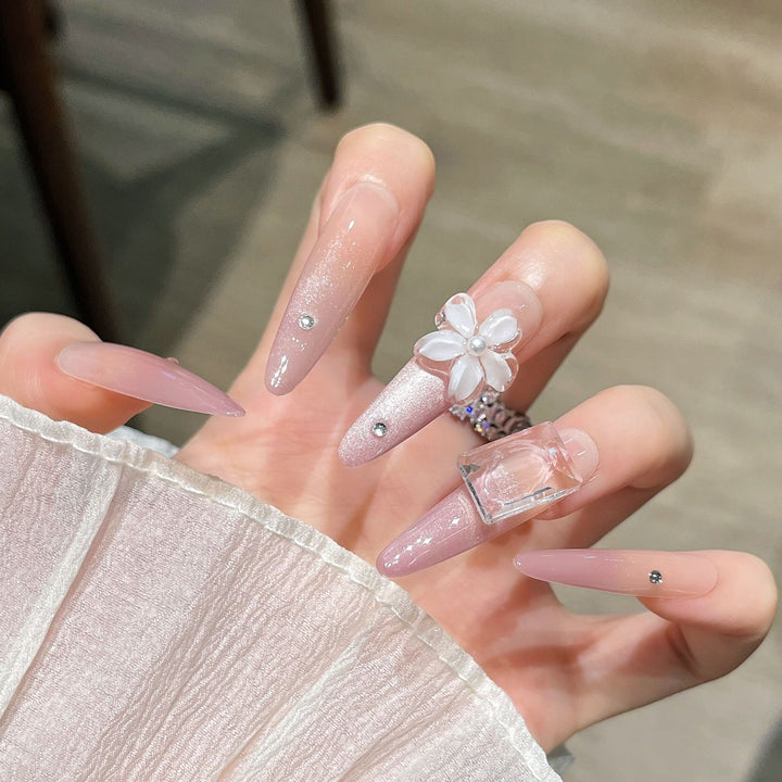 Glamorous Crystal-Studded Stiletto Press-On Nails Bowlift