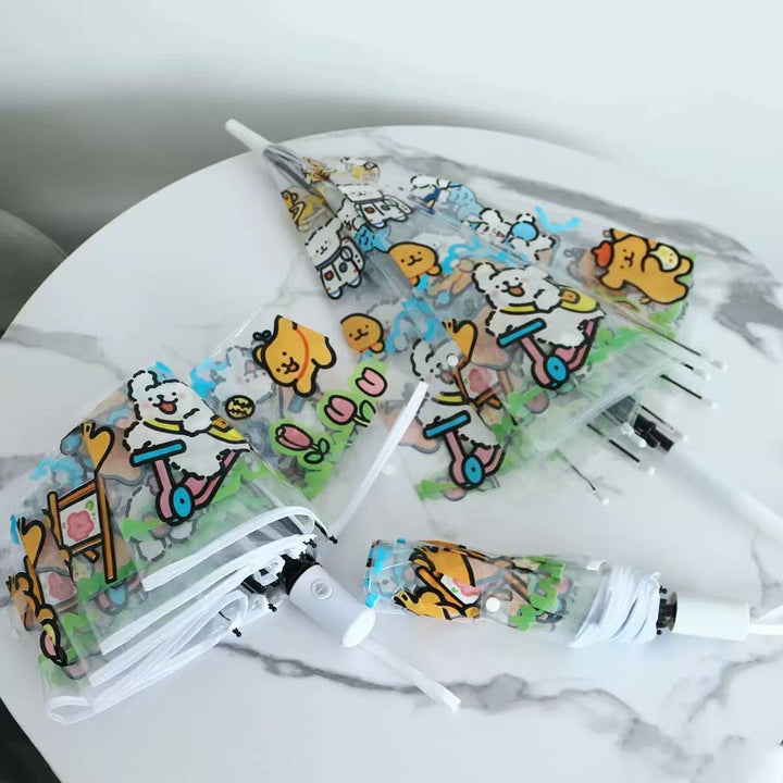 Women's Transparent Umbrella with Animal Patterns Bowlift