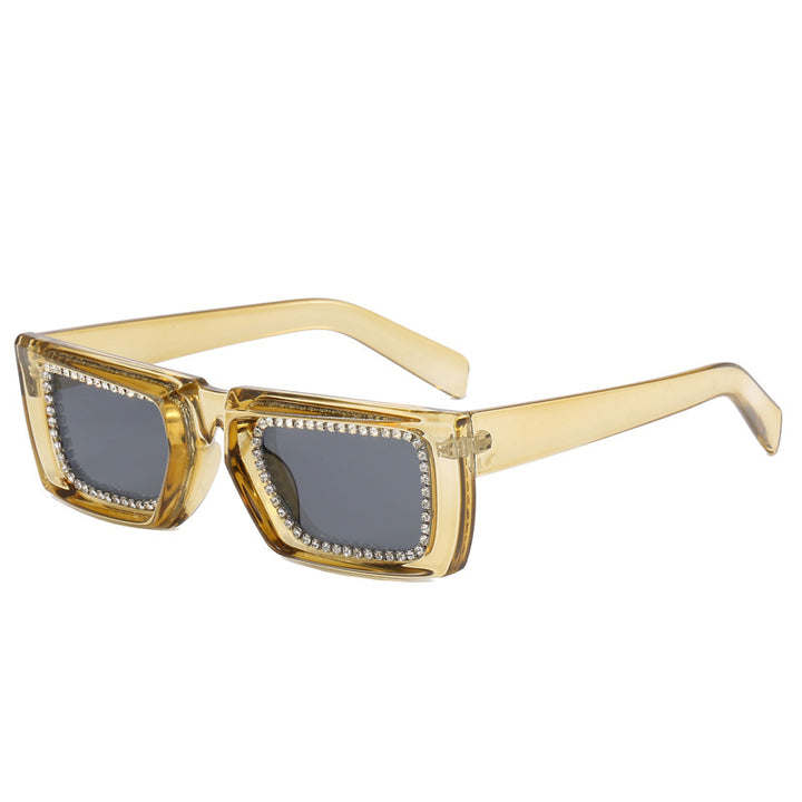 Women extravagant square sunglasses with glittering frame Bowlift