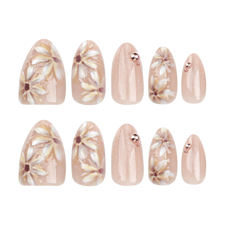 Artful Nail Extensions with 3D Flower Design Bowlift