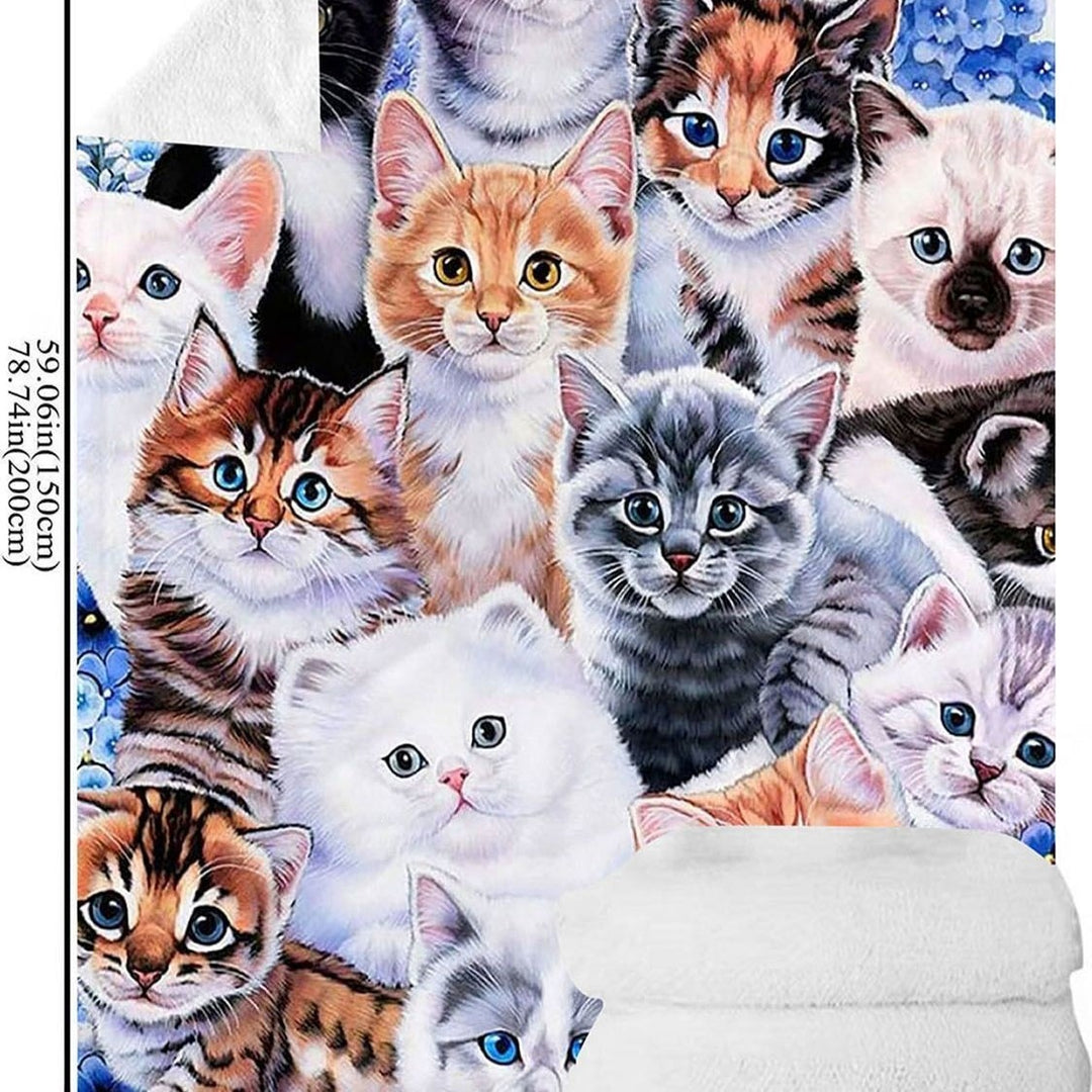 Artistic Cat-Themed Fleece Throw Blanket