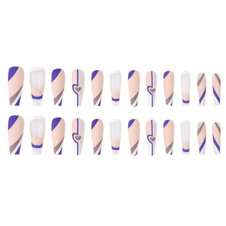 Artistic Long Stiletto Press-On Nails with Heart and Contemporary Patterns Bowlift