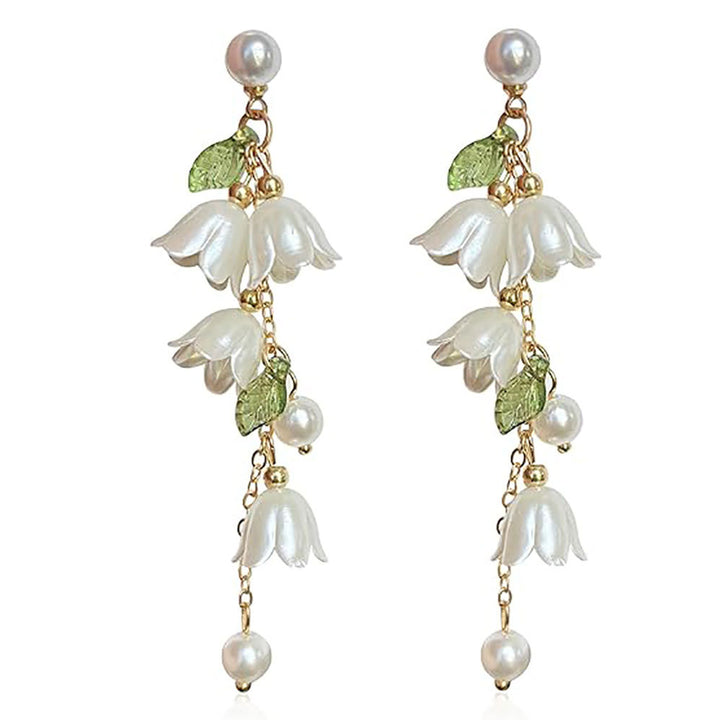 Floral Pearl Dangle Earrings Bowlift