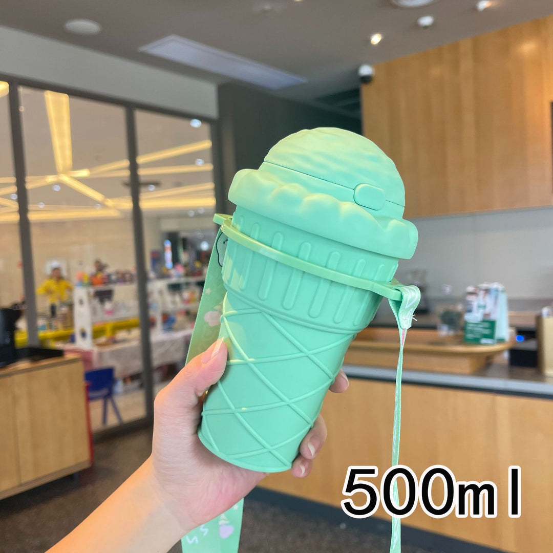 Women’s creative ice cream cup drinking bottle with practical carrying strap Bowlift