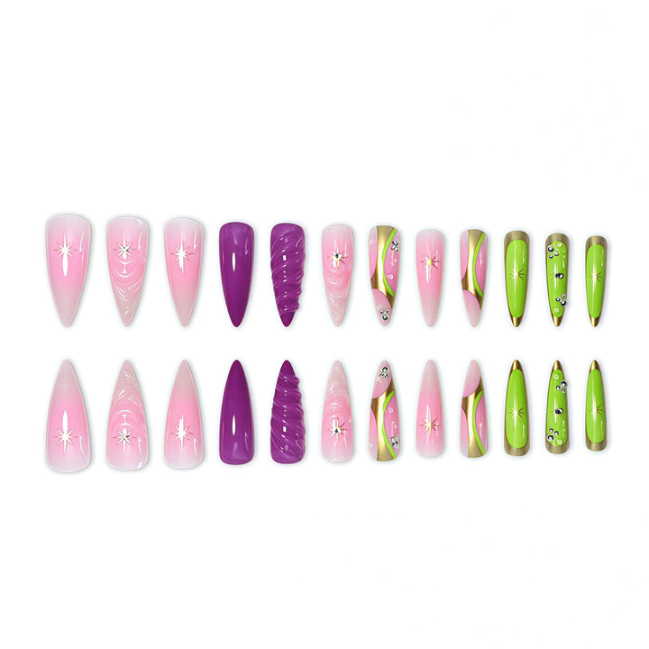 Artistic Press-On Nail Set Bowlift