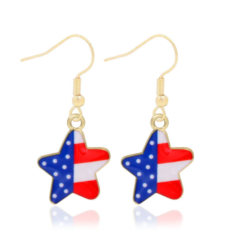 Women's lightweight star earrings with enamel flag design and fishhook Bowlift