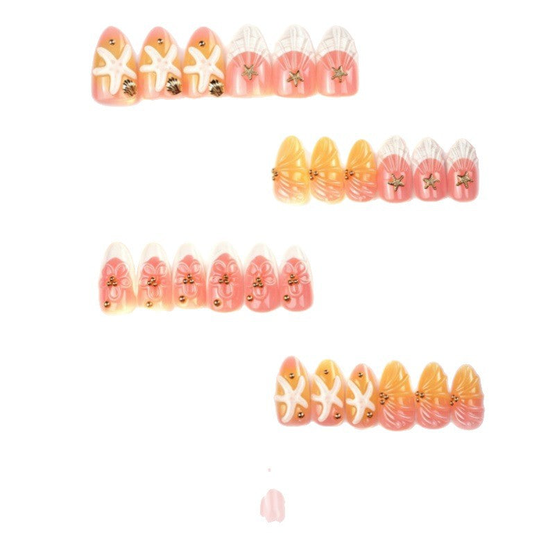 Artistic Press-On Nail Set with Unique Summer Designs Bowlift
