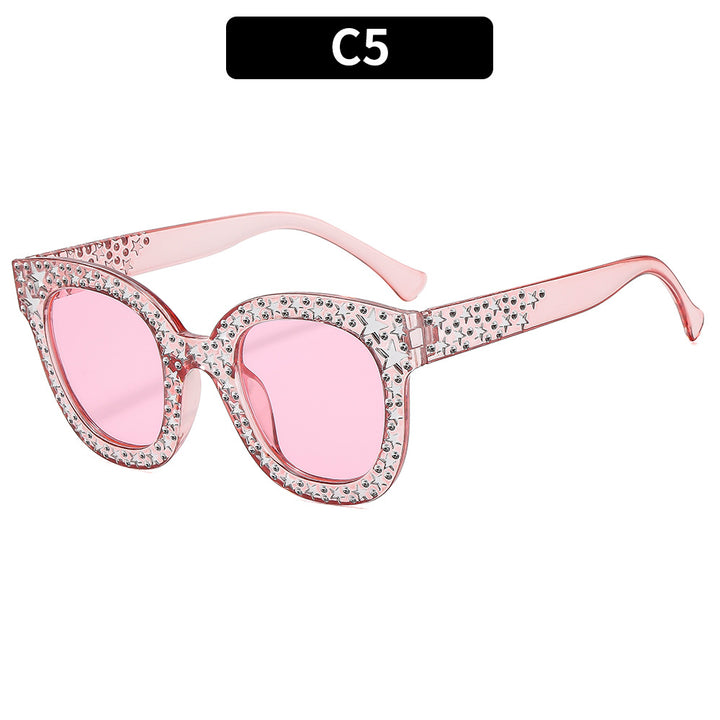 Elegant Rhinestone-Embellished Cat-Eye Sunglasses