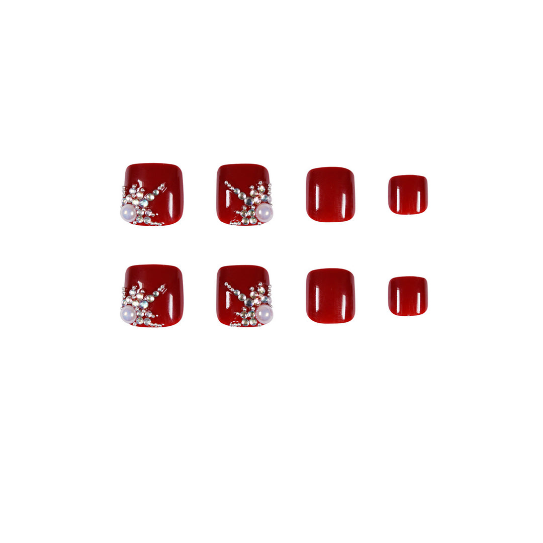 Artful toenail design with elegant rhinestone design Bowlift