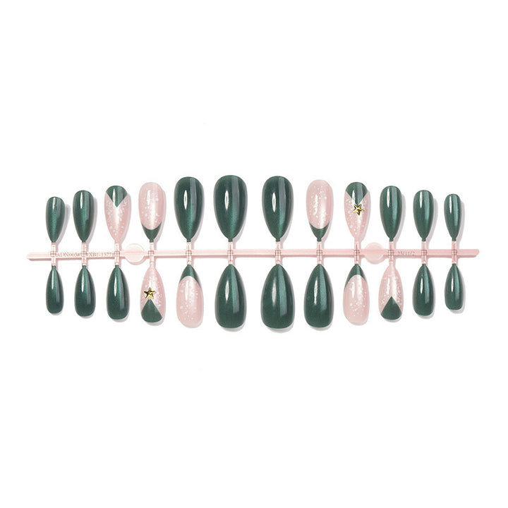 Artificial nail set with festive Christmas design and glitter accents Bowlift