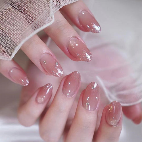 Artistic Nail Extensions with Glitter Accents Bowlift