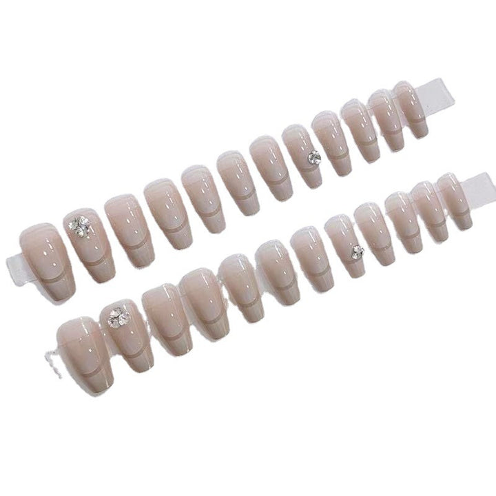 Artful French Tip Art Nails with Rhinestone Accents Bowlift