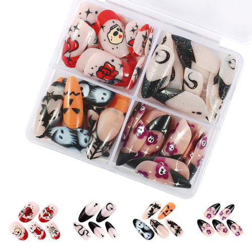 Halloween-Themed Artistic Press-On Nail Set Bowlift