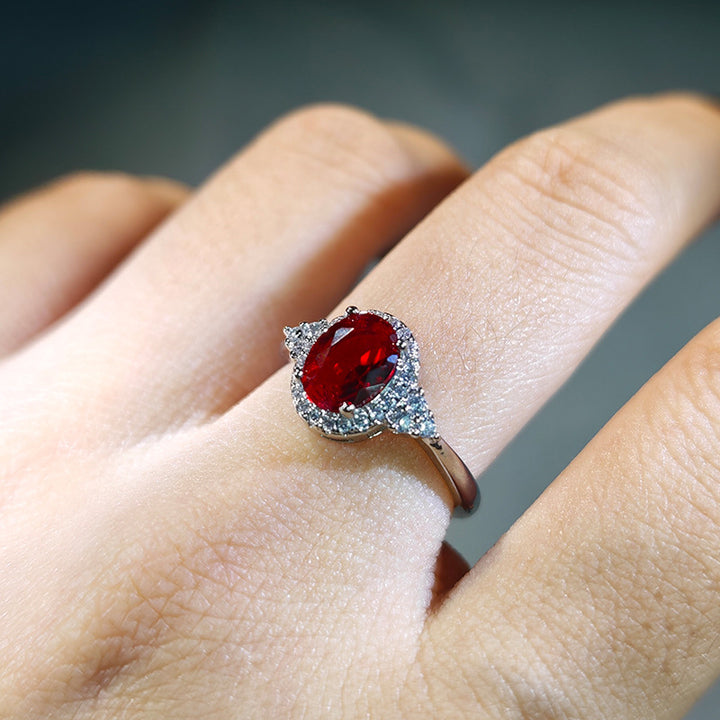 Oval Faceted Gemstone Halo Engagement Ring With Pavé Sterling Band