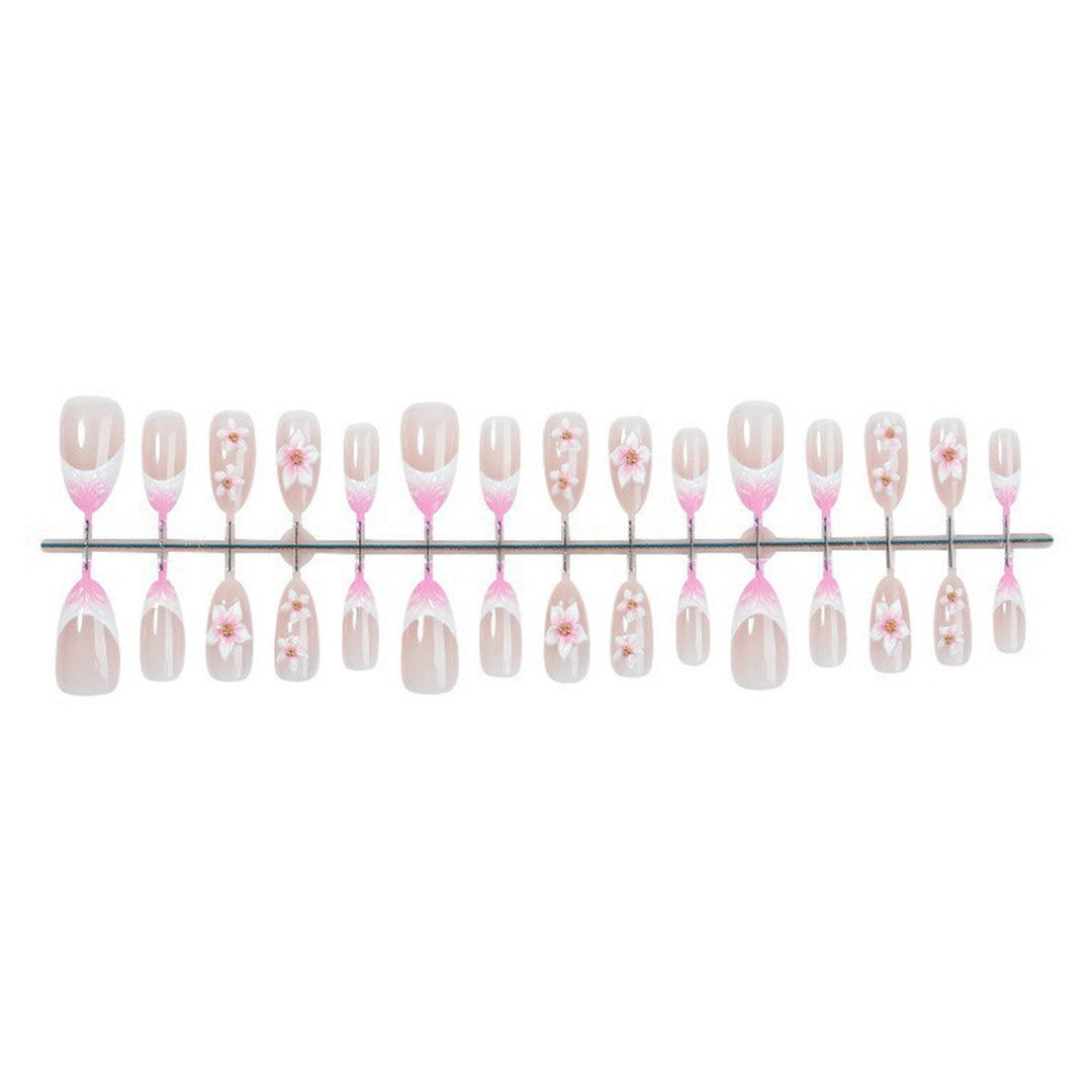 Decorative Floral Design Press-On Nails Bowlift