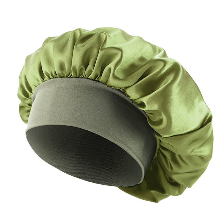 Satin sleep bonnet with wide protective elastic band Bowlift