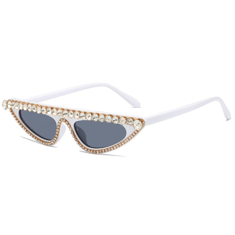 Women's Cat-Eye Sunglasses with Sparkling Stone Accents Bowlift