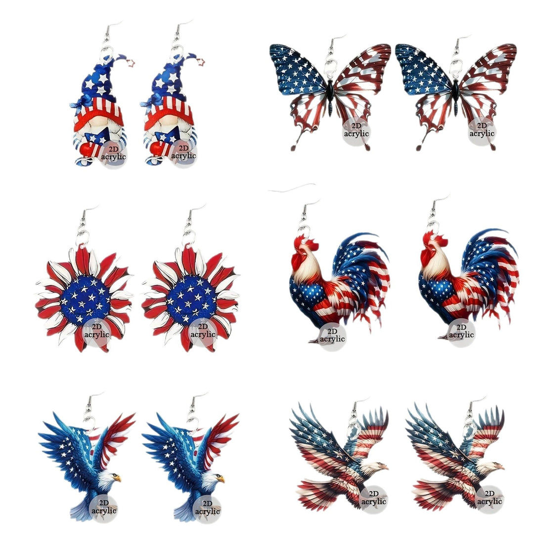 Ladies playful Gnome earrings made of acrylic with patriotic stars-and-stripes motif and skin-friendly hooks Bowlift