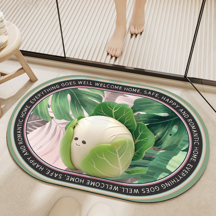 Whimsical Cabbage-Themed Welcome Mat Bowlift