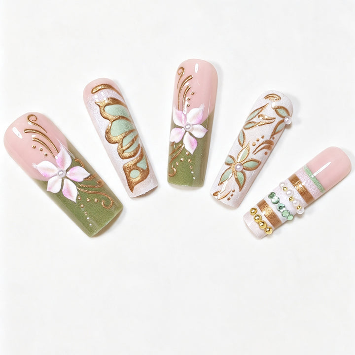 Artistic Luxury Press-On Nail Art Set Bowlift