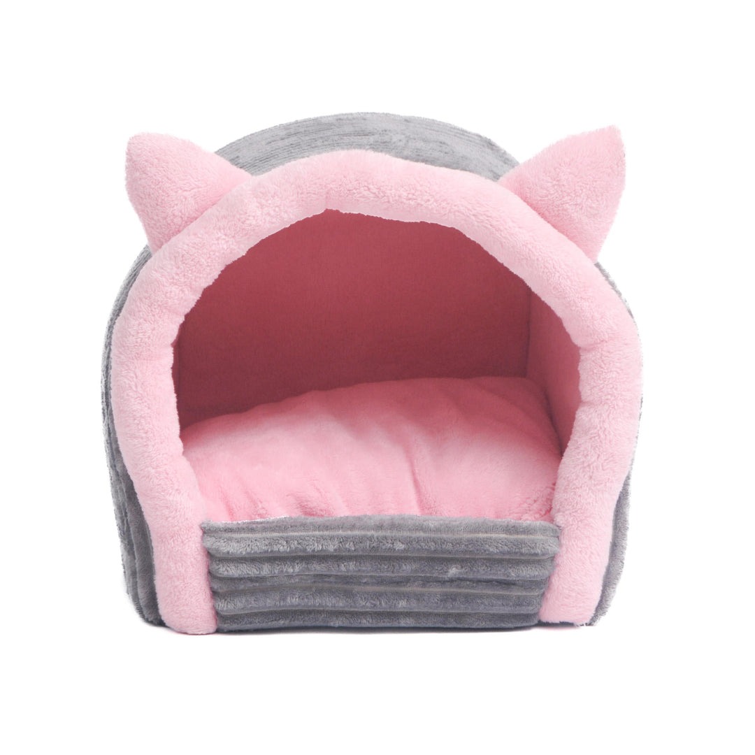 Cat-Themed Cozy  Hideaway  Dog Bed
