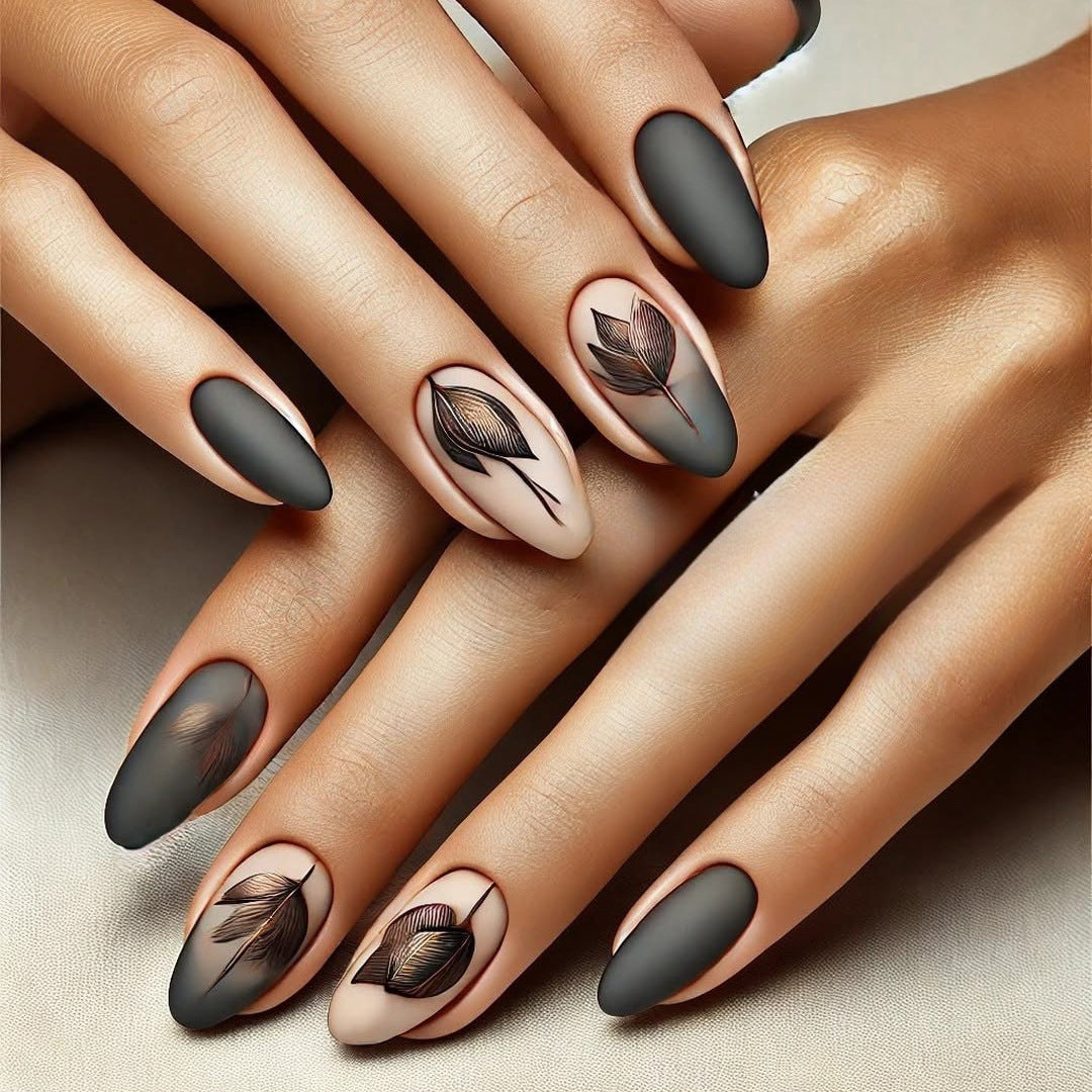 Creative Nail Art Set with Elegant Leaf Patterns Bowlift