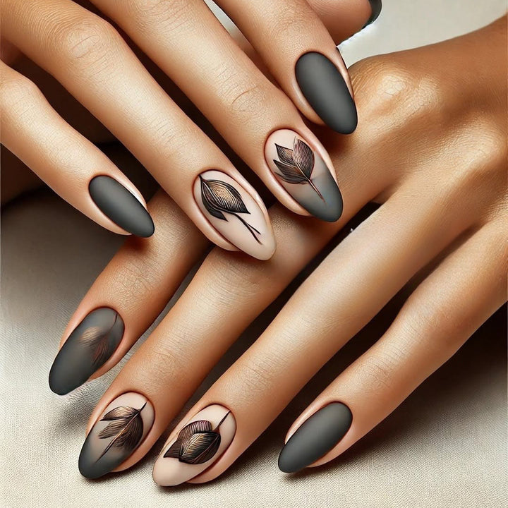 Creative Nail Art Set with Elegant Leaf Patterns Bowlift