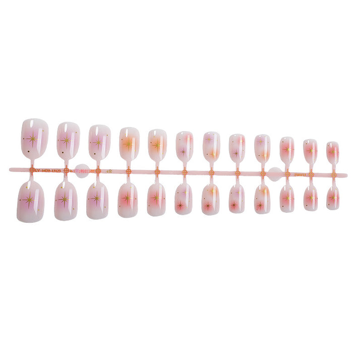 Artistic Press-On Nail Set with Vibrant Star Designs Bowlift