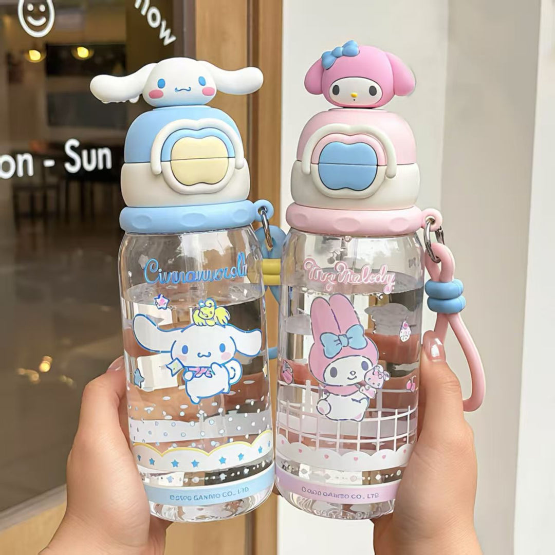 Ladies water bottle with interactive lid and cute Pochacco design Bowlift