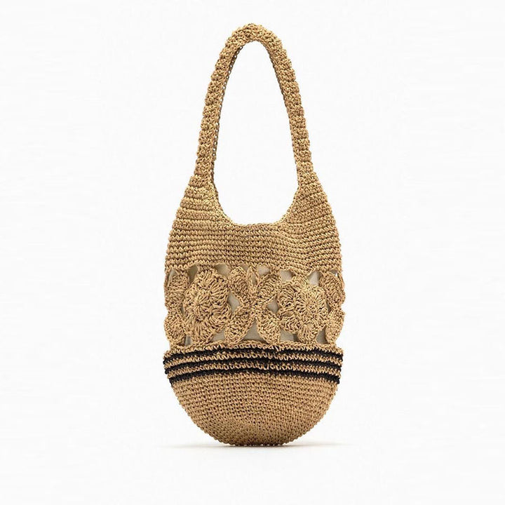 Crocheted Shoulder Bag with Floral Design Bowlift