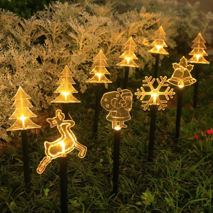 Acrylic Holiday Motif Solar Pathway Stake Lights With Warm LED And Ground Spike Bowlift