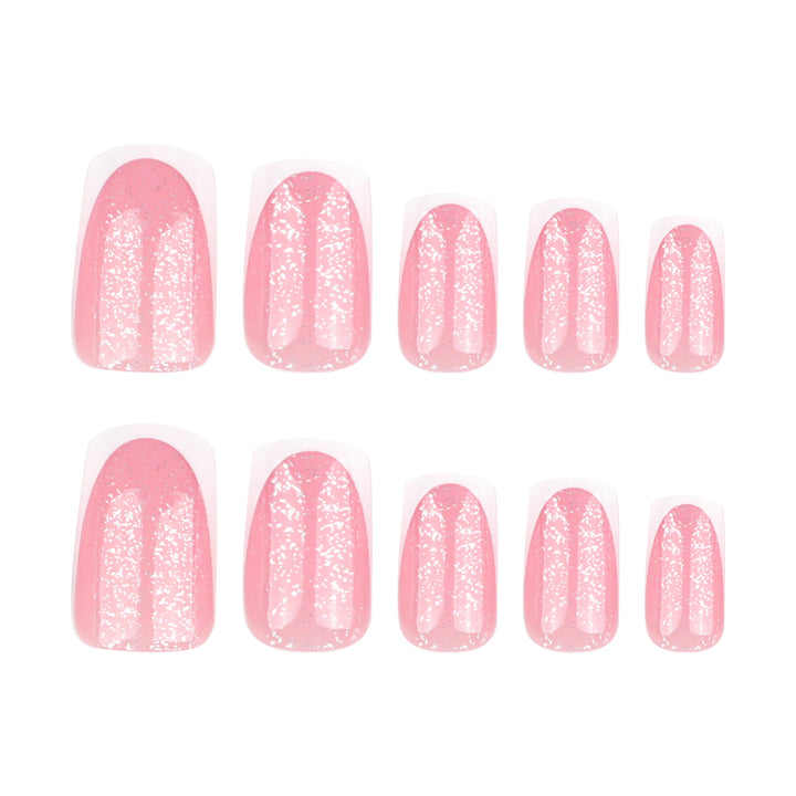 Artful nail decorations with glitter and French tip Bowlift