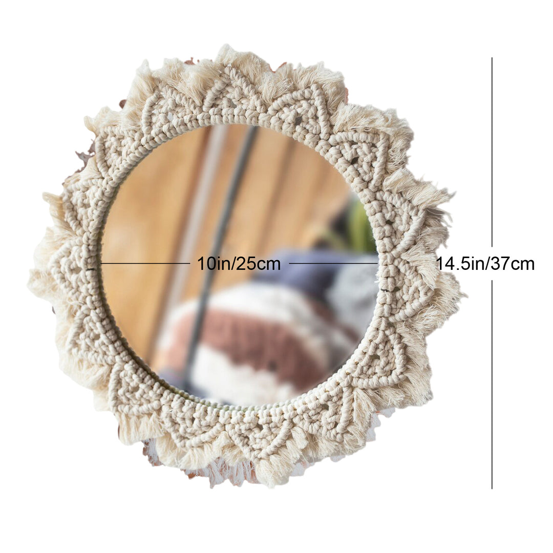Macrame Wall Mirror with Fringe Detailing Bowlift