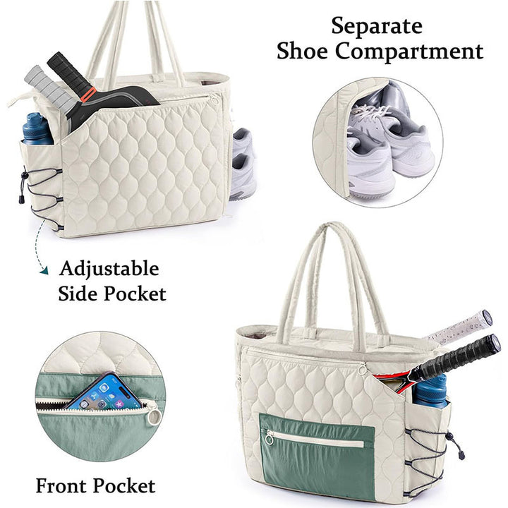 Quilted Multi-Compartment Sports Tote Bag Bowlift