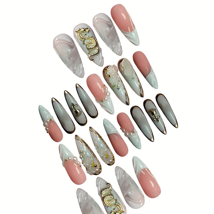 Creative Artistic Press-On Nail Design Bowlift